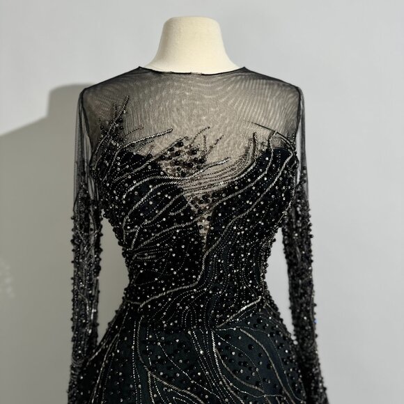 Brand New US 10 GEMY MAALOUF Beaded Embroidered Evening Gown - Picture 2 of 13